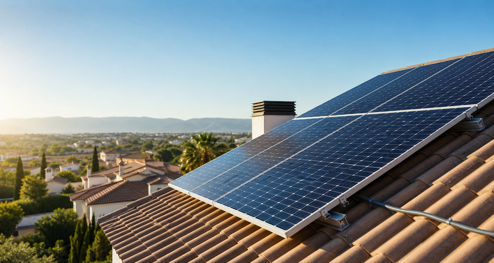 Instalacion de placas solares en una vivienda mediterranea